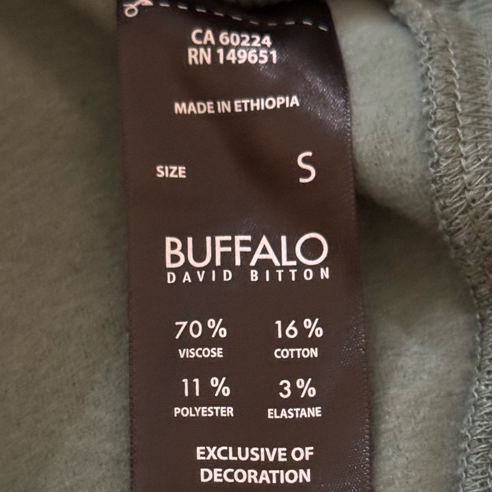 NEW Buffalo David Bitton Sweatshirt Mens Green Hoodie Lightweight Pullover SZ S - Picture 4 of 5